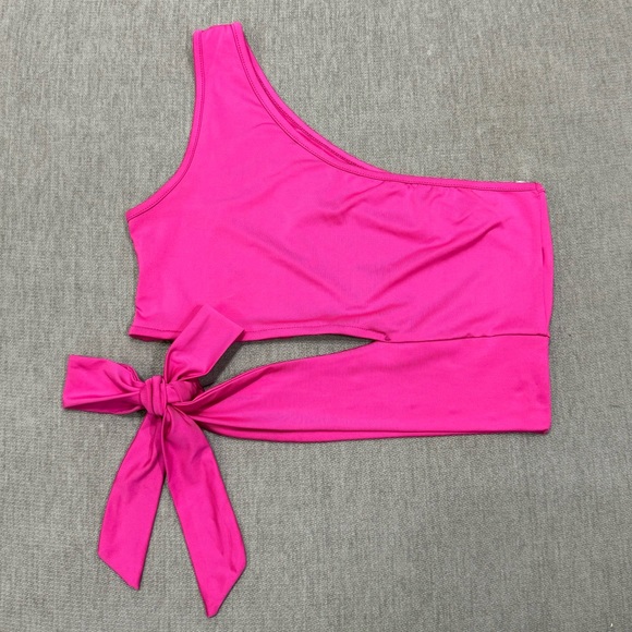 Pink One Shoulder Tie Top - Picture 4 of 4